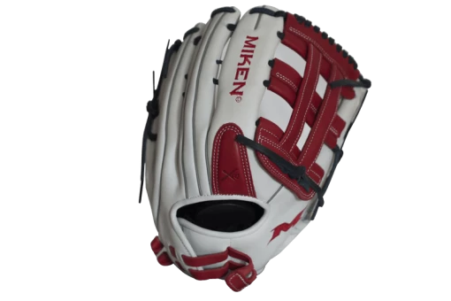 Hot Sale – Miken Pro Series 13″ Slow Pitch Fielding Glove – White/Scarlet/Navy: PRO130WSN