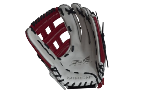 Hot Sale – Miken Pro Series 13″ Slow Pitch Fielding Glove – White/Scarlet/Navy: PRO130WSN - Image 2