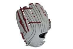 Hot Sale – Miken Pro Series 13.5″ Slow Pitch Fielding Glove – White/Scarlet: PRO135WS