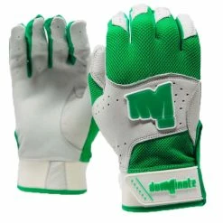 Dominate WHITE/GREEN BATTING GLOVES