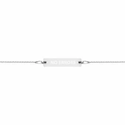 No Errors Sports NE Engraved Silver Bar Chain Bracelet