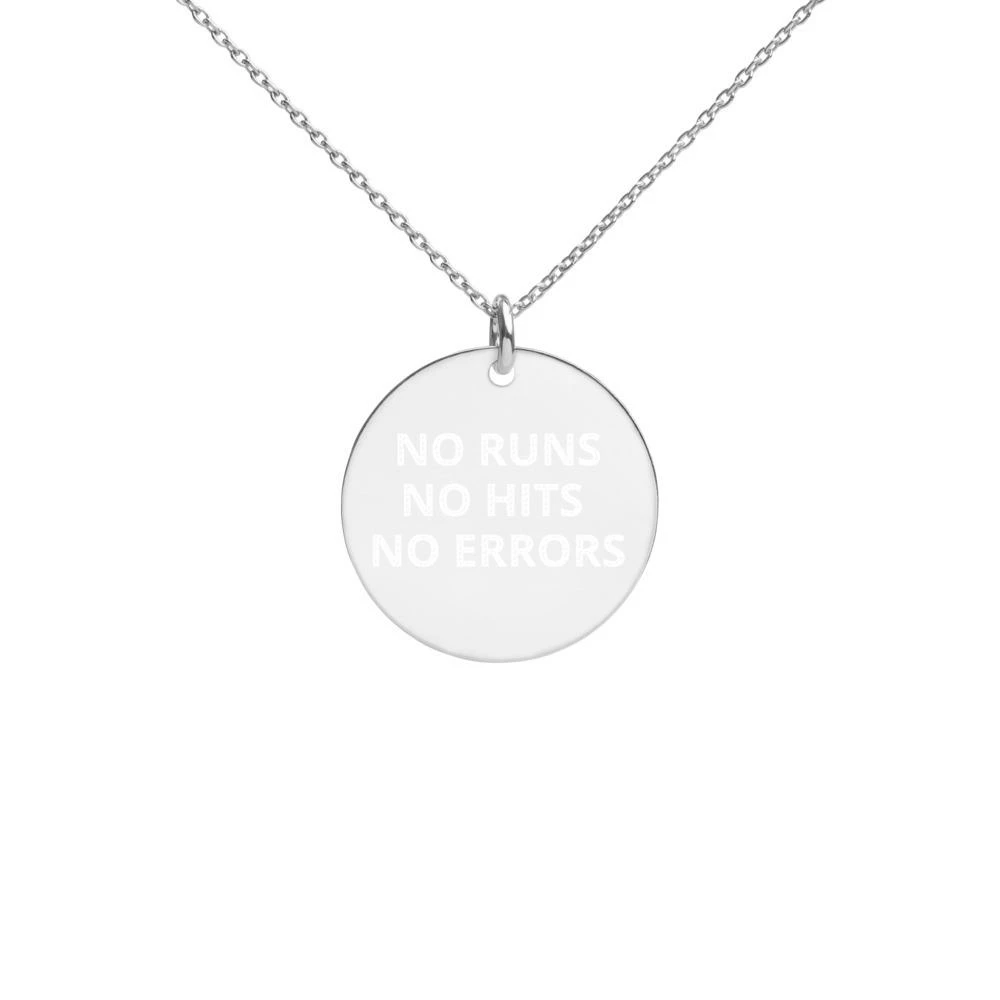 No Errors Sports NE Engraved Silver Disc Necklace