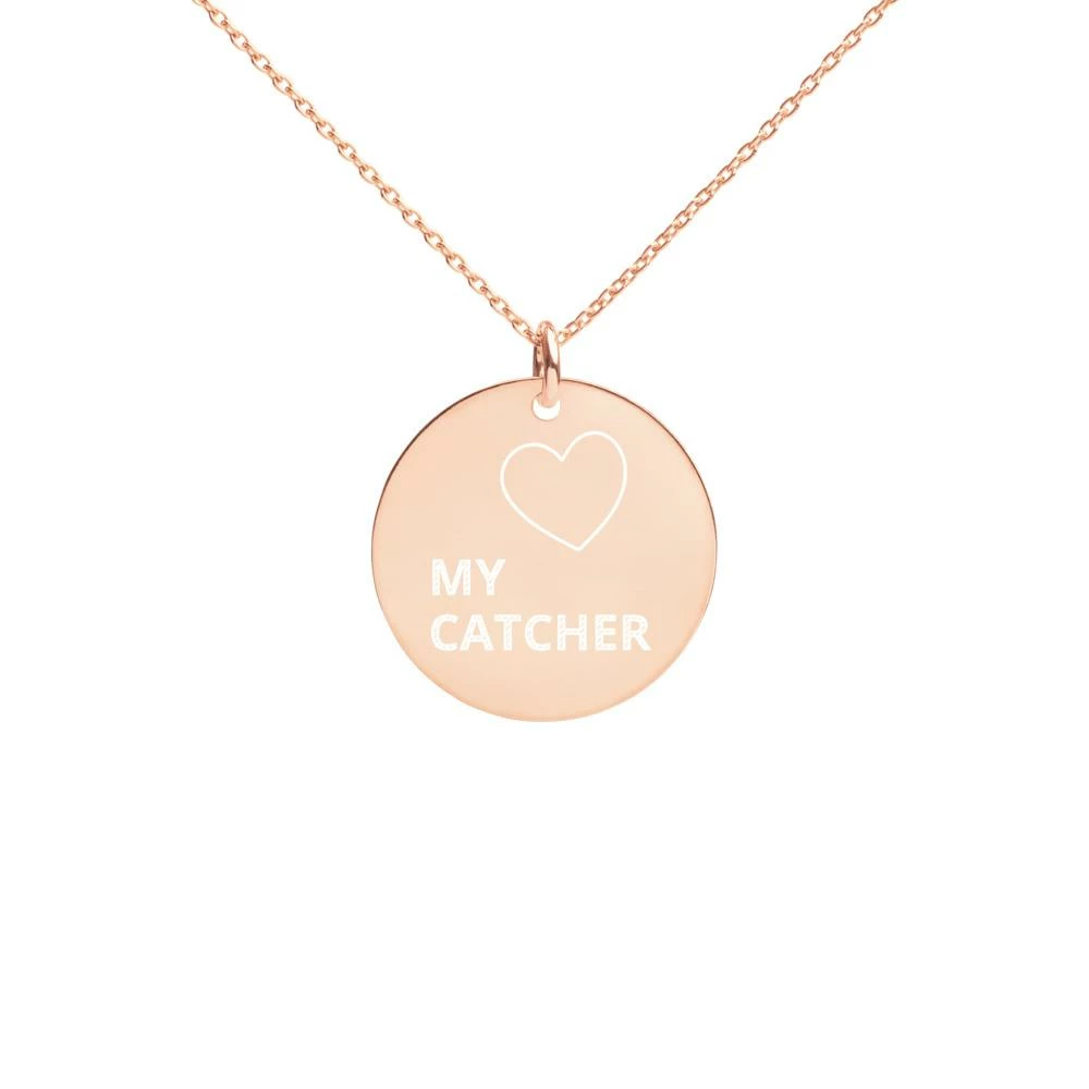 NE MY CATCHER Engraved Silver Disc Necklace - Image 2