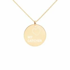 NE MY CATCHER Engraved Silver Disc Necklace