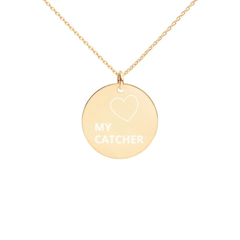 NE MY CATCHER Engraved Silver Disc Necklace