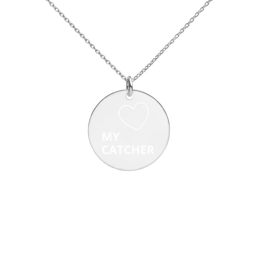 NE MY CATCHER Engraved Silver Disc Necklace - Image 3